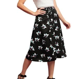 Anthropologie Maeve Floral Midi Skirt black mint floral 8